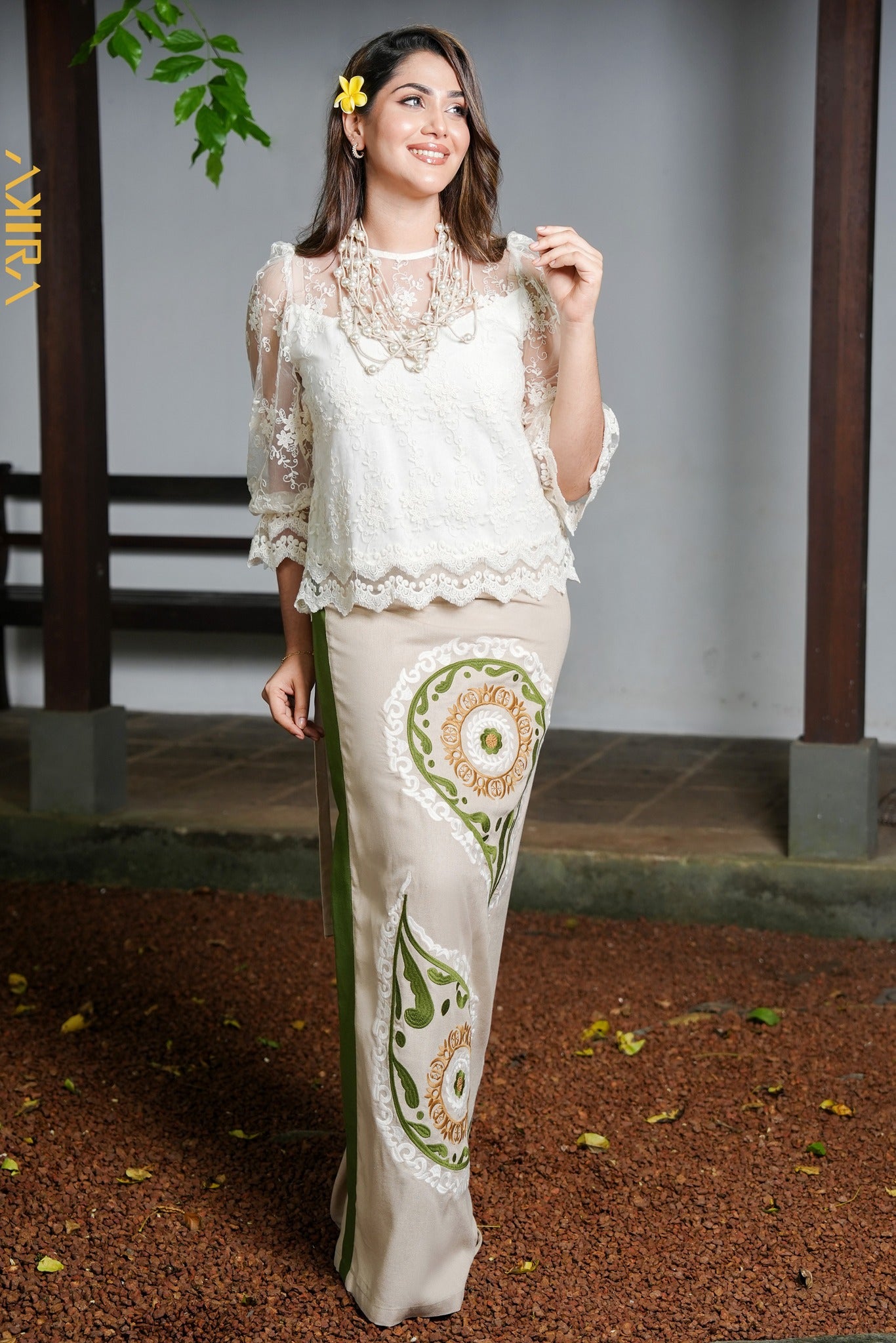 Nikini Designer Lace Top and Designer Detail Lungi