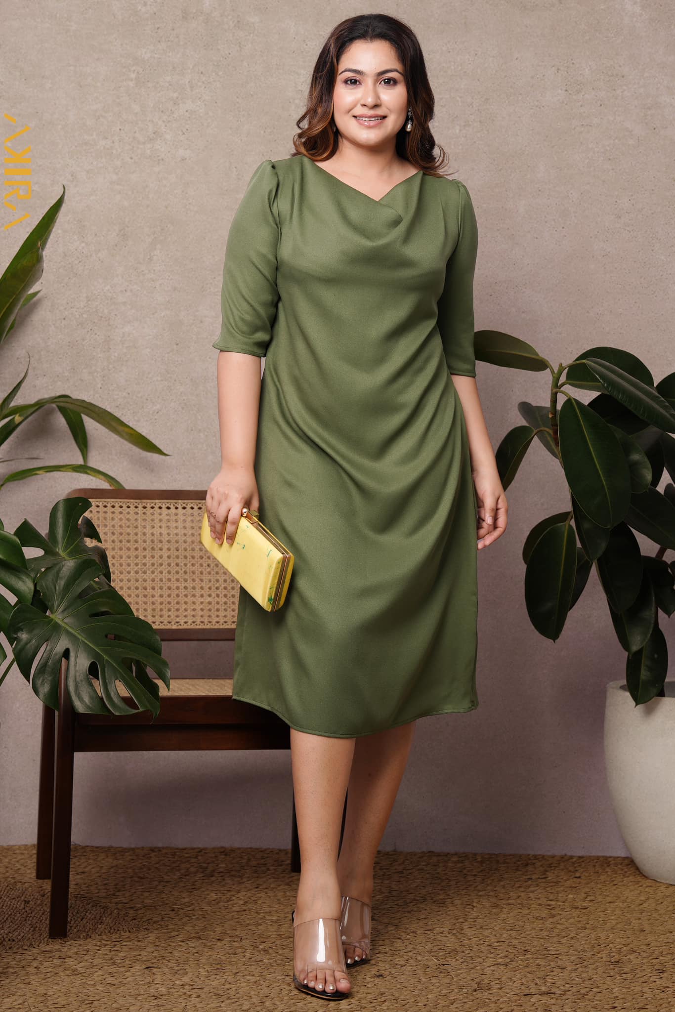 Sevendra Cowl Neck Dress