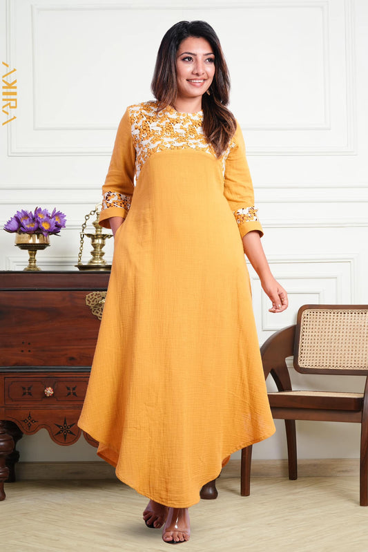 Sunset floral linen dress