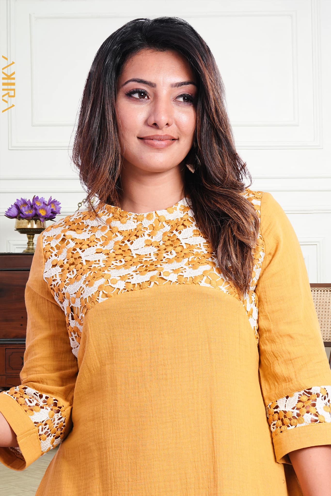 Sunset floral linen dress